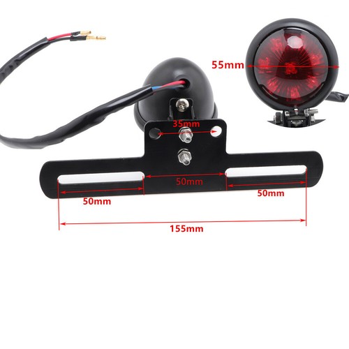 Black Mini Bates Style LED Tail Brake Light For Bobber Chopper Cafe Racer Custom - Picture 6 of 8