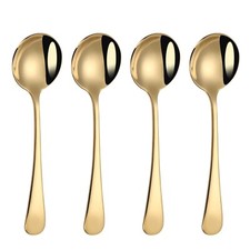 7" Round Soup Spoons Set of 4,18/10 Stainless Steel Heavy Duty with Deep Bowl...