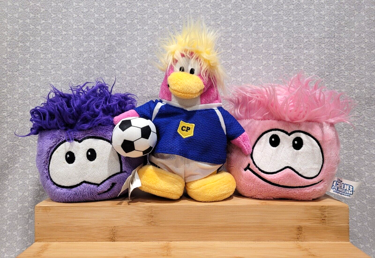 Disney Store Club Penguin Soccer Pink Purple Puffle Plush Toy Set of - Main Image