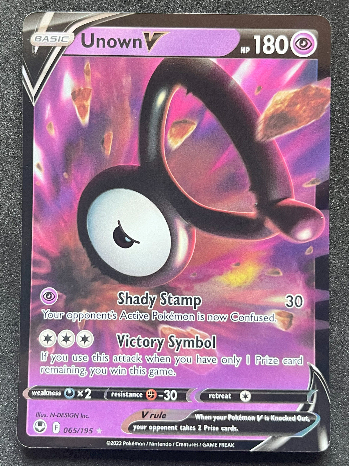 Unown V Pokemon Silver Tempest 065/195 Ultra Rare NM