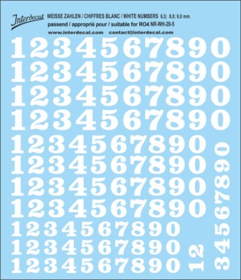 Décalcomanies Chiffres '06' Blanc - INTERDECAL - Dimensions 102x95mm - Pour Lettres R04 (6,5-9mm)
