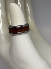 ring stainless steel size 5 wood grain smooth comfort fit