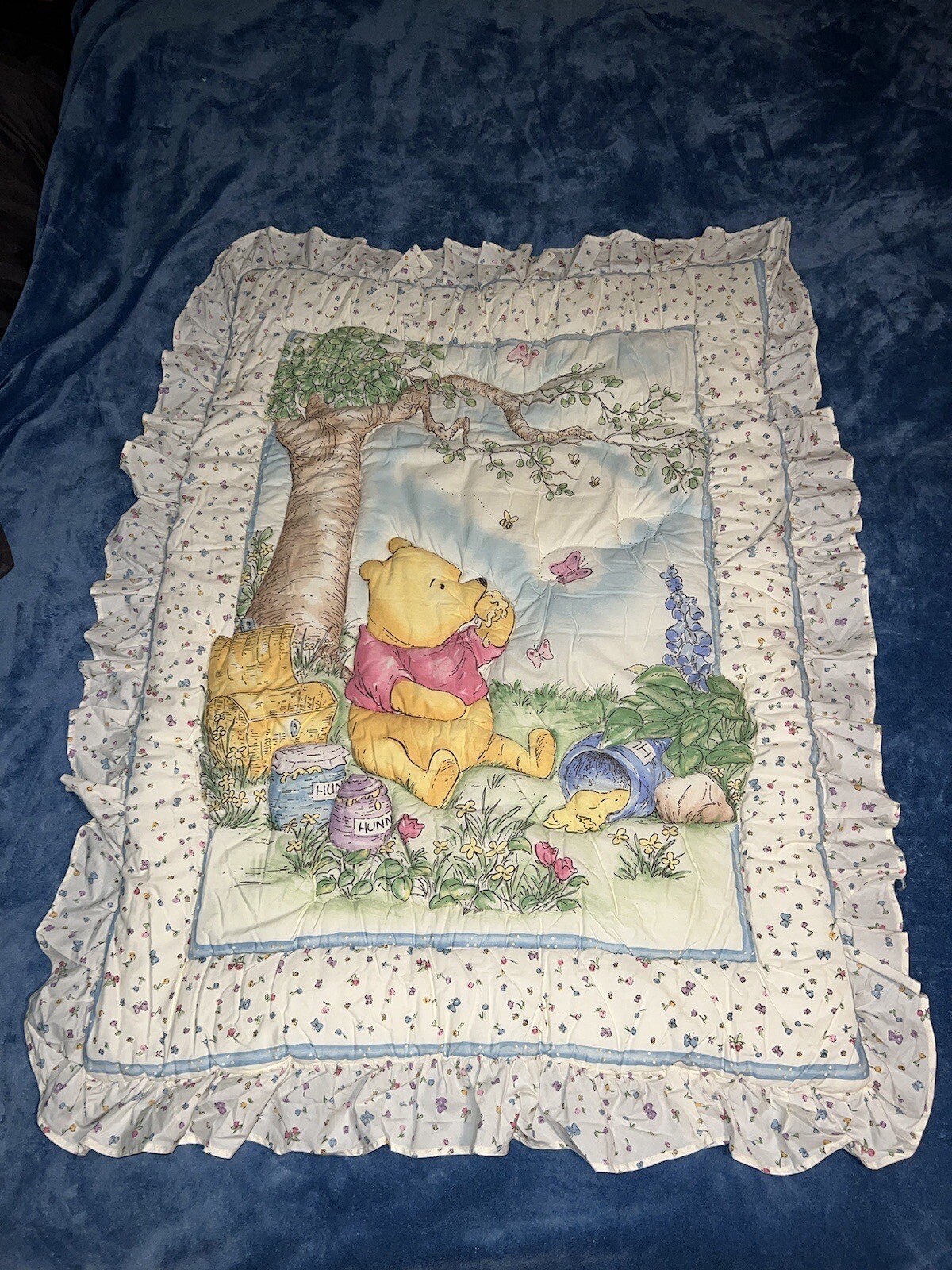 Vtg Disney Classic Winnie The Pooh Red Calliope Crib Bedding Set