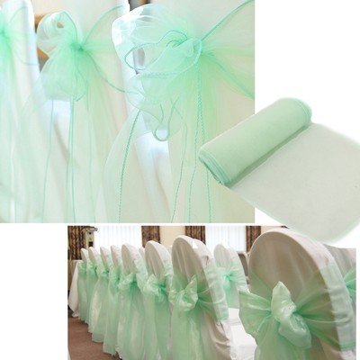 100pcs Mint Green Wedding Organza Chair Cover Sashes Diy Bows
