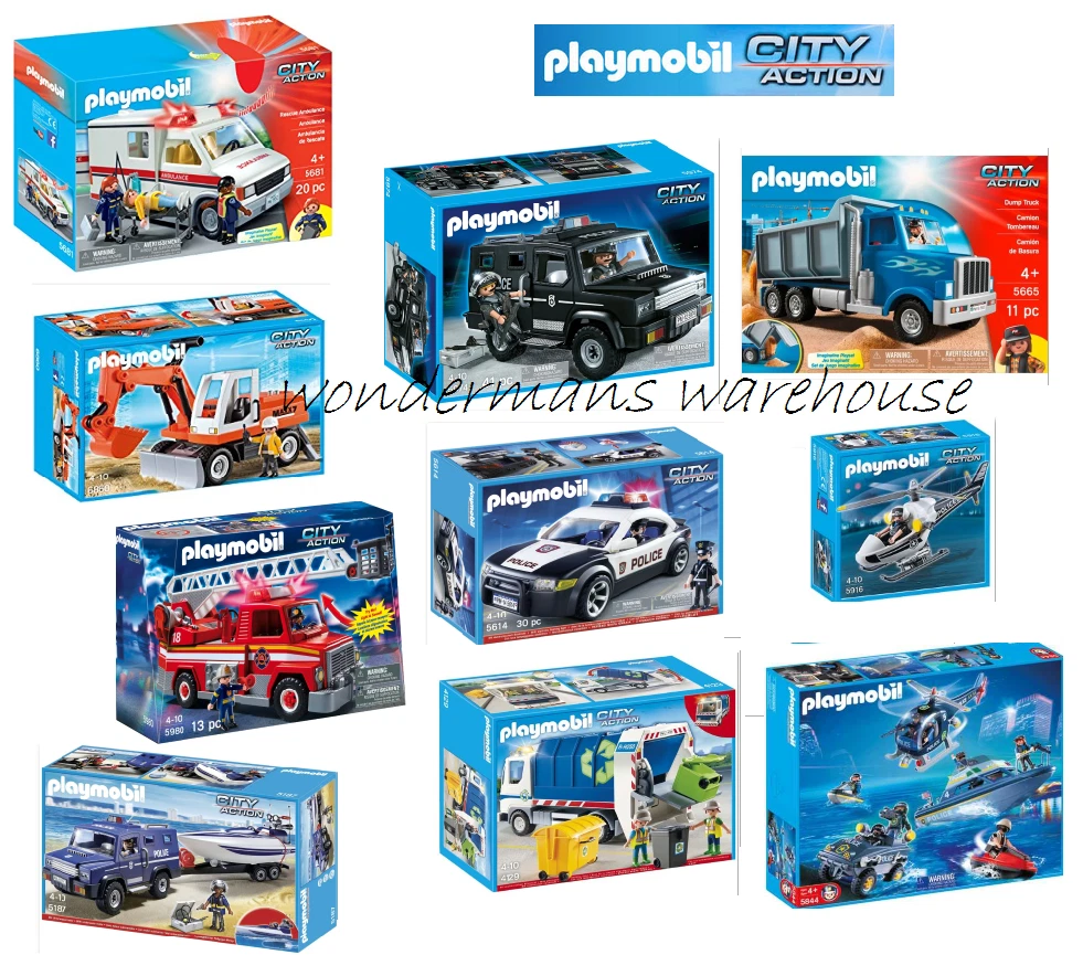 Playmobil City Action Set - Police/Ambulance/Speedboat/Truck/Jeep/Car - New