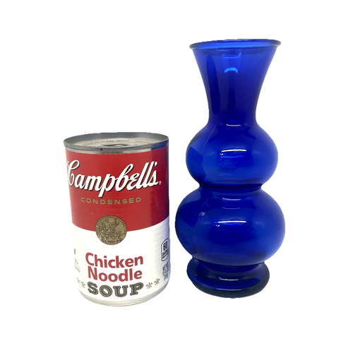 Vintage Cobalt Blue Double Bubble Glass Vase 6" - Picture 11 of 11