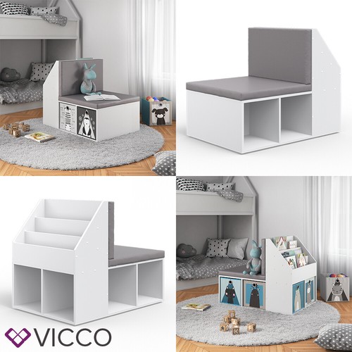 VICCO estantería infantil ONIX con banco de asiento 6 cajas plegables banco - Imagen 8 de 8