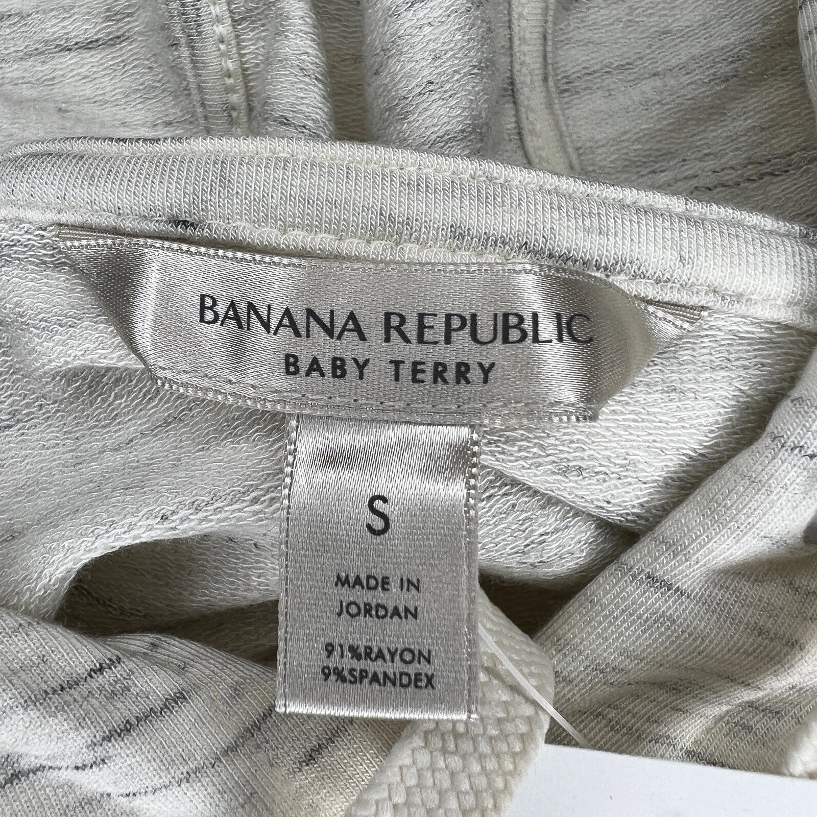 OFF WHITE NUOVO Banana Republic Avorio Bianco Felpa con Cappuccio Morbida Terry Elasticizzata Piccolo Pullover con Cappuccio