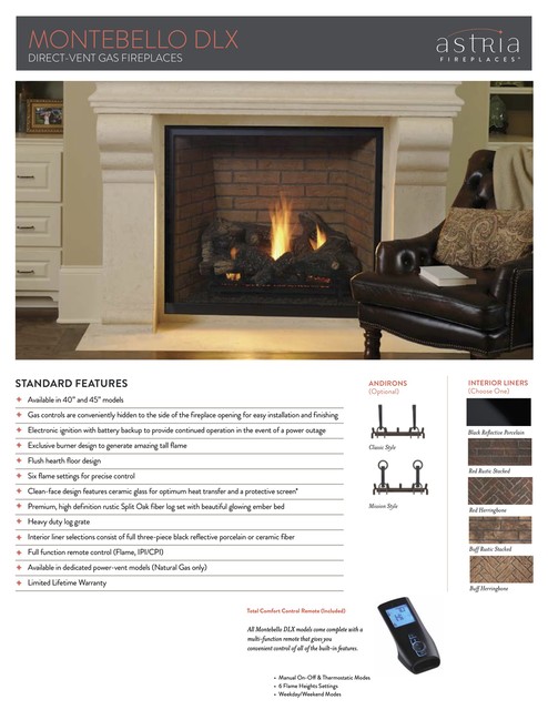 Lennox 33 Merit Gas Fireplace Direct Vent Traditional Astria