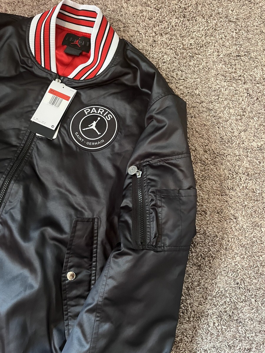 Nike Jordan PSG Paris Saint Germain Polyester MA-1 Bomber Jacket L