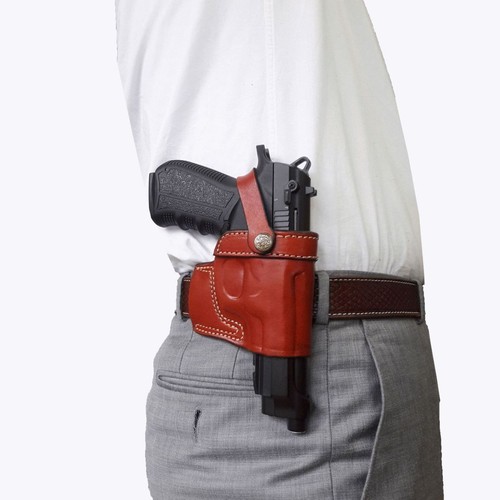 Fast Draw Outside The Waist Band OWB Carry Handmade Leather Gun Holster - Picture 54 of 72