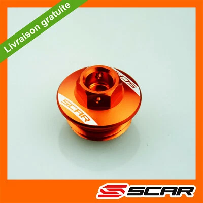 SCAR BOUCHON BOITE HUILE MOTEUR KTM SX SXF EXC EXCF SMR 65 85 125 150 250 450 ORANGE