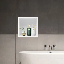 Recessed Shower Storage Shelf Stainless Steel White Bathroom Shower Organizer US