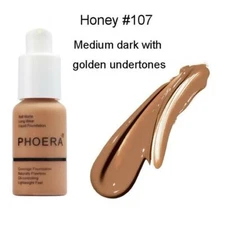 PHOERA Foundation Makeup Full Coverage Long Wear Soft Matte 107 Honey