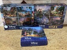 10 Thomas Kinkade Disney Jigsaw Puzzles 8-500 Pc & 1-750 Pc Mickey, Princess