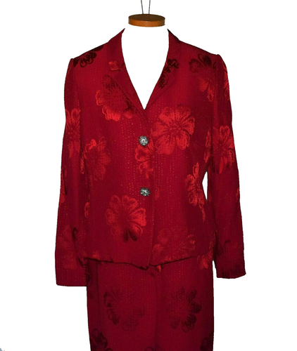 SUNNY CHOI Skirt Suit Size 10 Dark Red Viscose Blend Silky Women's - Picture 5 of 9