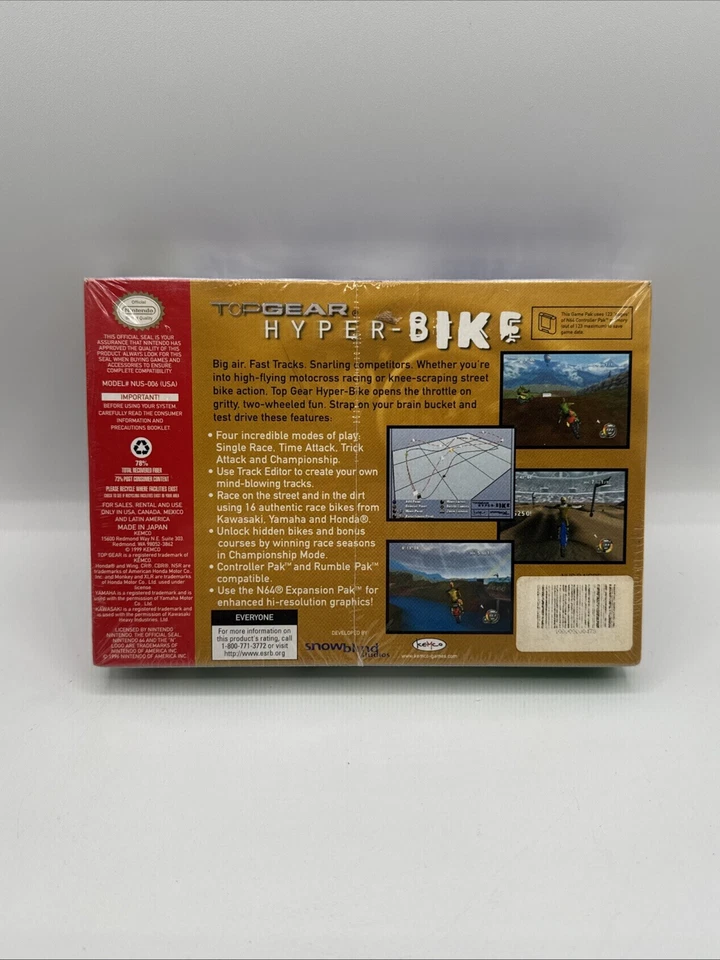 Top Gear Hyper-Bike N64 Nintendo 64 AUTHENTIC! BRAND NEW & SEALED! ULTRA RARE! - Image 3 of 4