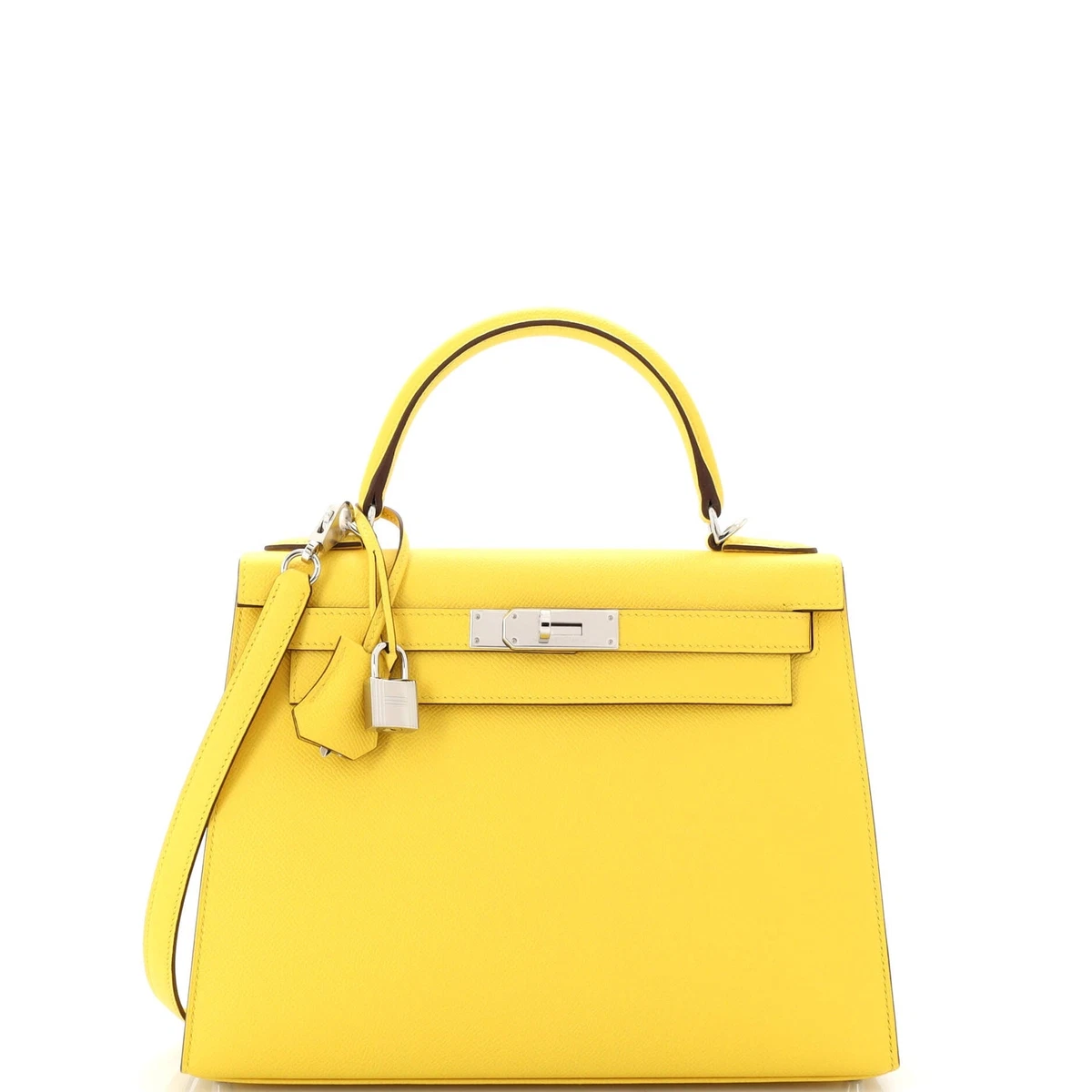 Hermes Kelly Handbag Jaune De Naples Epsom with Palladium Hardware