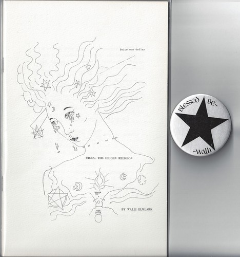 Wicca, The Hidden Religion by Walli Elmlark (1972) chapbook 1st ed +2" pin *NEW* - Picture 1 of 9