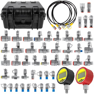 #ad 70DC Digital Hydraulic Pressure Test Kit for Excavator 2 Gauge 47 Coupling 2Hose $989.99