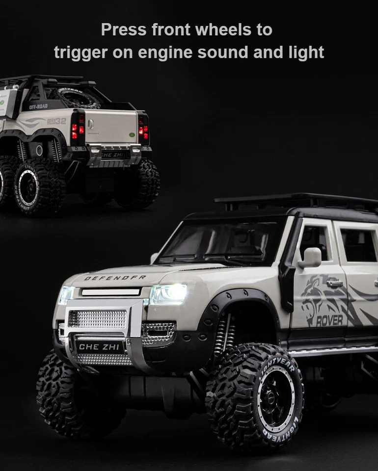 Luz de sonido colección de juguetes modelo camioneta Land Rover Defender 6X6 1:24 Foto 4 de 4