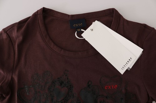 EXTE Blouse Brown Hearts Short Sleeve Casual T-shirt Top IT42 / US8 / M RRP $200 - Picture 6 of 8