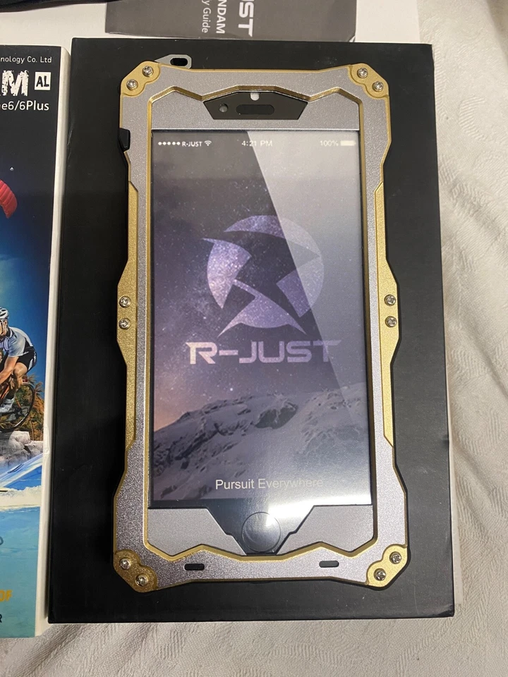 R-JUST RJ-02 Capa Suporte Robusta Alumínio Metal À Prova de Choque Para iPhone 6plus - Imagem 2 de 4