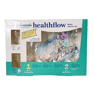 Johnson's Healthflow Baby Starter Set Baby Bottles Rocking Horse Fish VTG NOS