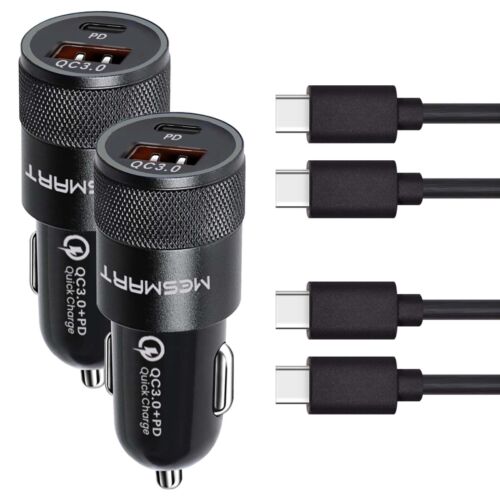 12V-24V Wall & QC PD Car Charger USB-C to USB-C Date Sync 6ft Cable For Samsung - Picture 22 of 25