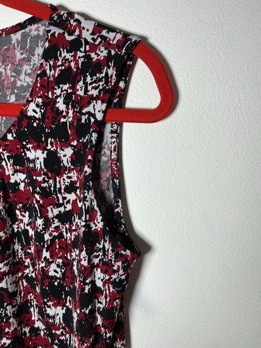 Kaspar Women's Red White Black Sleeveless Career Blouse Size Petite Small - Picture 4 of 7