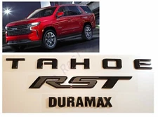 3PC Set Gloss Black Tahoe Rear RST Duramax Emblem For 2021+ Chevrolet Tahoe