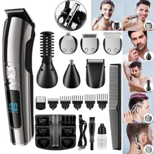Cordless Men's Professional Electric Barber Hair Trimmer Clipper Body Beard Kit