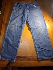 Red Kap Size Men's 36x30 Medium Wash Straight leg blue Denim Jeans 100% Cotton 