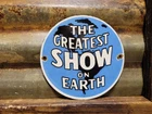 VINTAGE CIRCUS PORCELAIN SIGN RARE OLD RINGLING BROTHERS BARNUM BAILEY CLOWN 6"