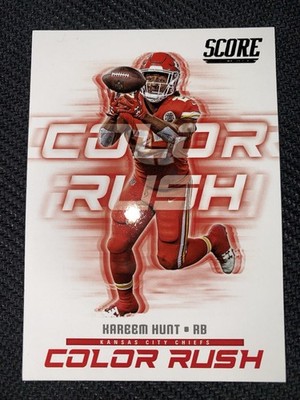 2018 Score Color Rush #2 Kareem Hunt Kansas City Chiefs Football Card