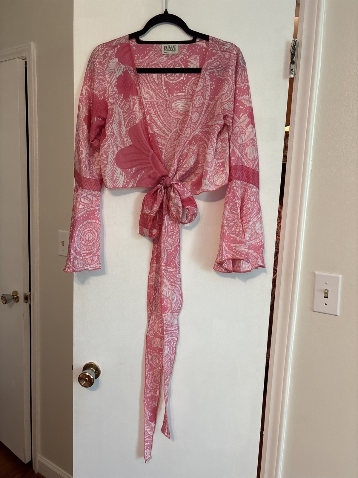 Silk Long Sleeve Tie Wrap Blouse Size Small