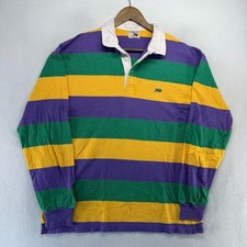 Vintage Perlis Rugby Shirt Men's 2XL Yellow Green Purple Mardi Gras Colorblock