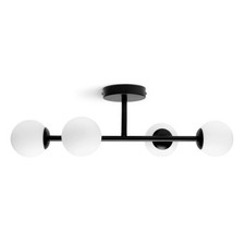Bathroom Ceiling Light Black Flush 4x G9 Glass Globe Habitat Opal IP44