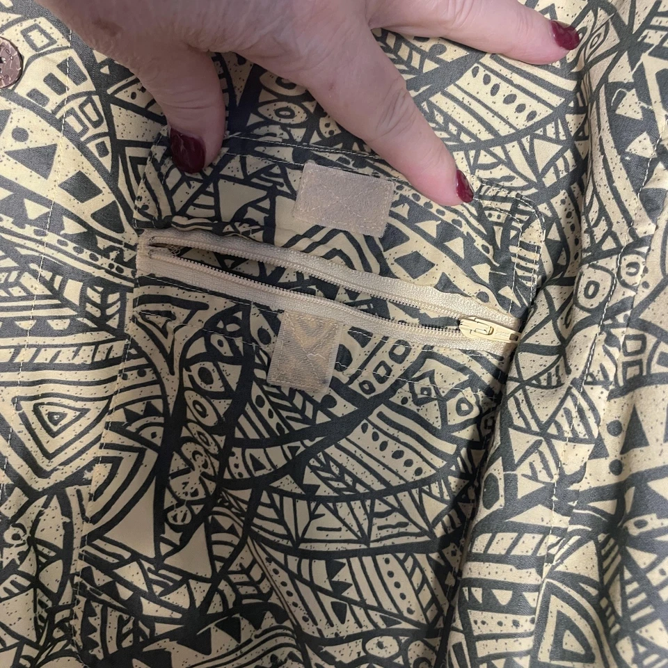 ExOfficio Shirt Men Large Yellow Green Tribal Print Button Up Vented Outdoor - Image 2 of 4