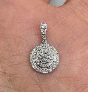 Authentic 1.6Ct Round Cut Real Moissanite Halo Pendant In 14K White Gold Plated Free Chain