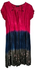 Just Elegance Tie Dye Crinkle Dress Pink Navy Black Size L Boho Festival