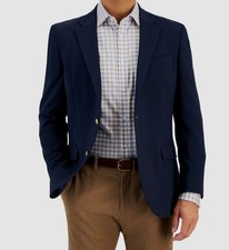 Nautica Men's Blue Solid Modern Two-Button Branford Blazer Suit Jacket Size 44R