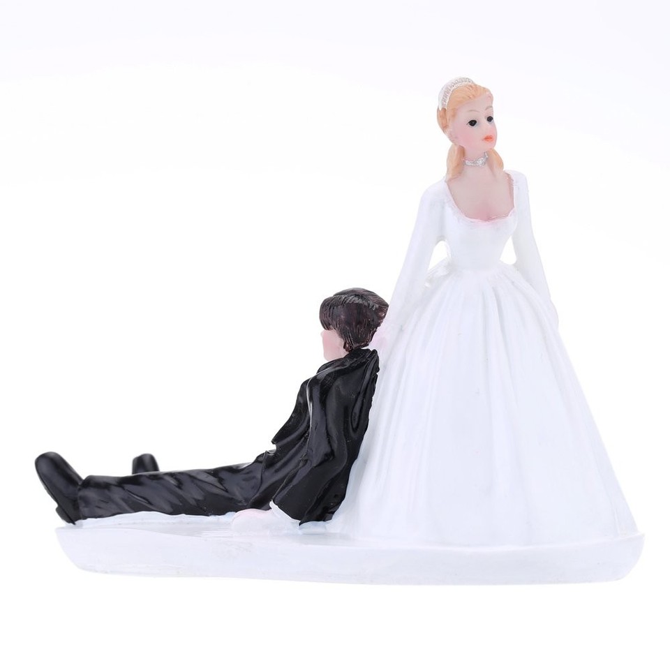 Anself Synthetic Resin Bride and Groom Wedding Cake Topper Romantic ...