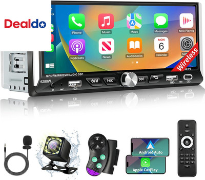 Single Din Car Stereo with Wireless Apple Carplay Android Auto, 6.9'' IPS Touchsc