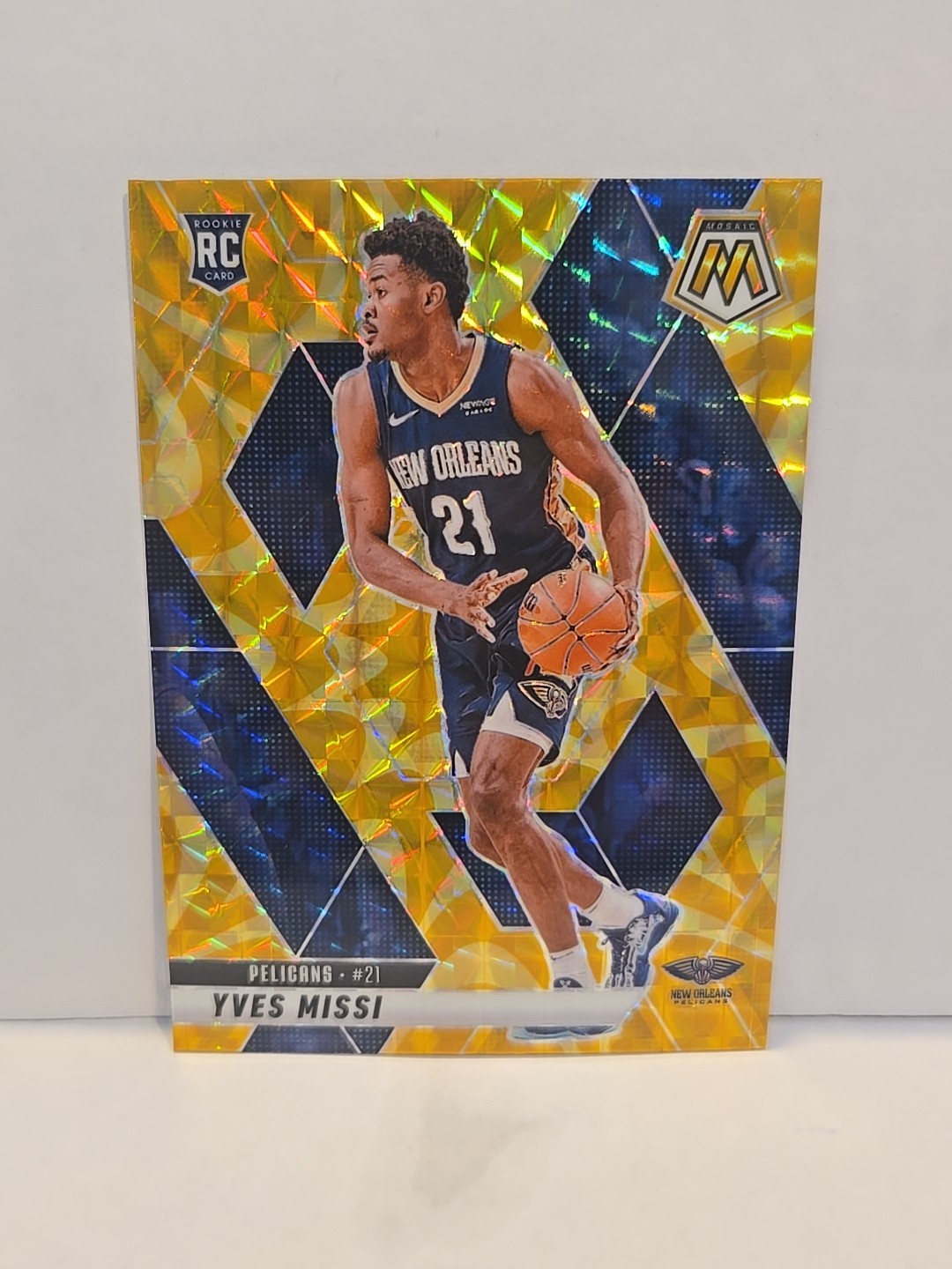 2024-25 Panini Mosaic Rookies Yves Missi #243 Reactive Yellow Mosaic Prizm (RC)
