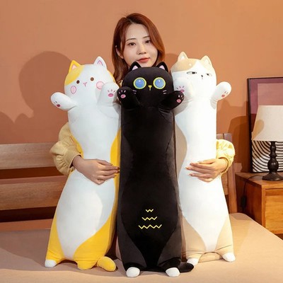 Kuschelkissen Katze Plüsch Long Kawai Dekoratives Sitzkissen Sofa weich