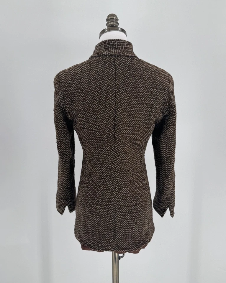 Chaqueta Blazer Max Mara Mujer Marrón Espiga Lana Botón Talla US 6 Foto 4 de 4