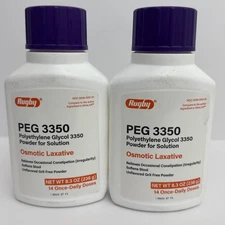 RUGBY Polyethylene Glycol 3350 Powder Laxative 8.3oz - 2 Pack - Exp 7/27