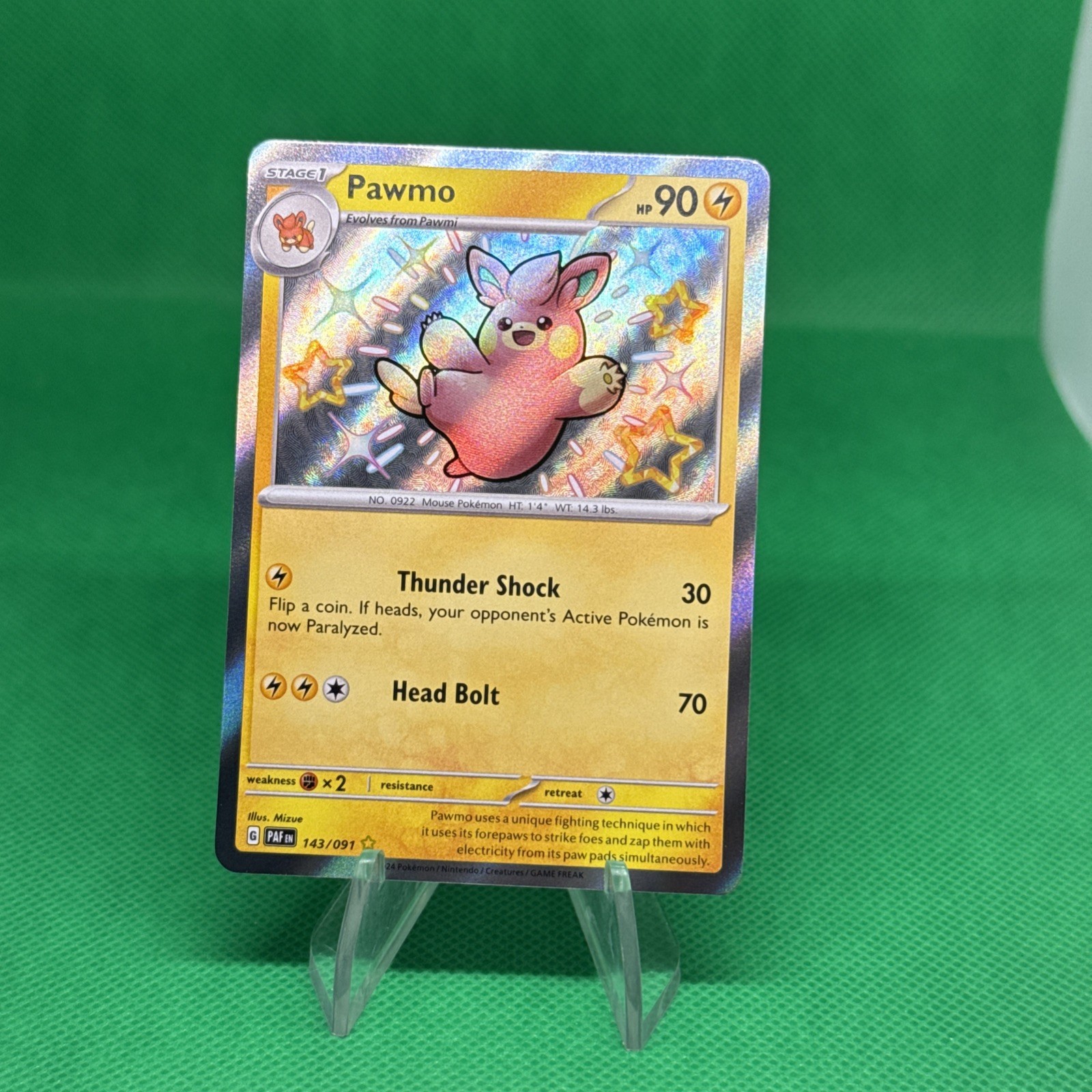 Pawmo Shiny Rare SV: Paldean Fates 143/091 Pokémon TCG - NM