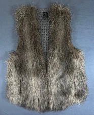 Ella Moss Women’s Faux Fur Cotton Blend Crochet Back Vest Size XS